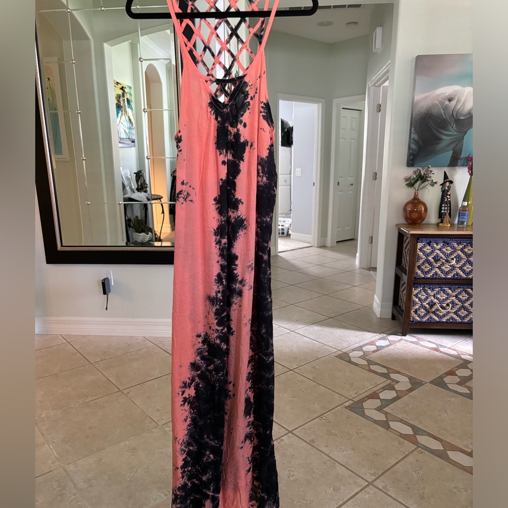 Beach Tie Dye Orange and Black Coverup Size S/M